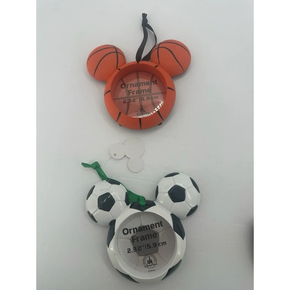 Lot 4 Disney Parks Christmas Ornament Frame Basketball Baseball Soccer Football